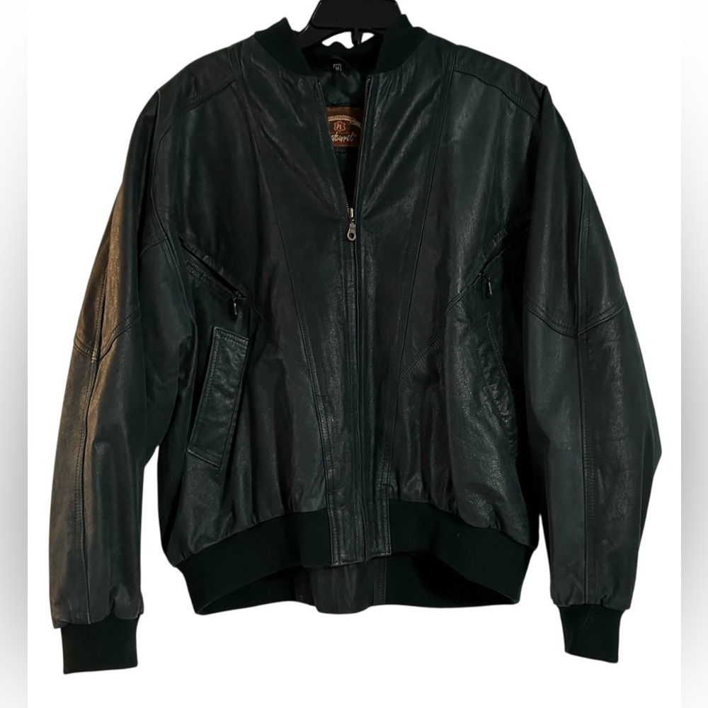 Naturel‎ Vintage Leather Bomber Jacket - Forest green- Size Medium - Unisex